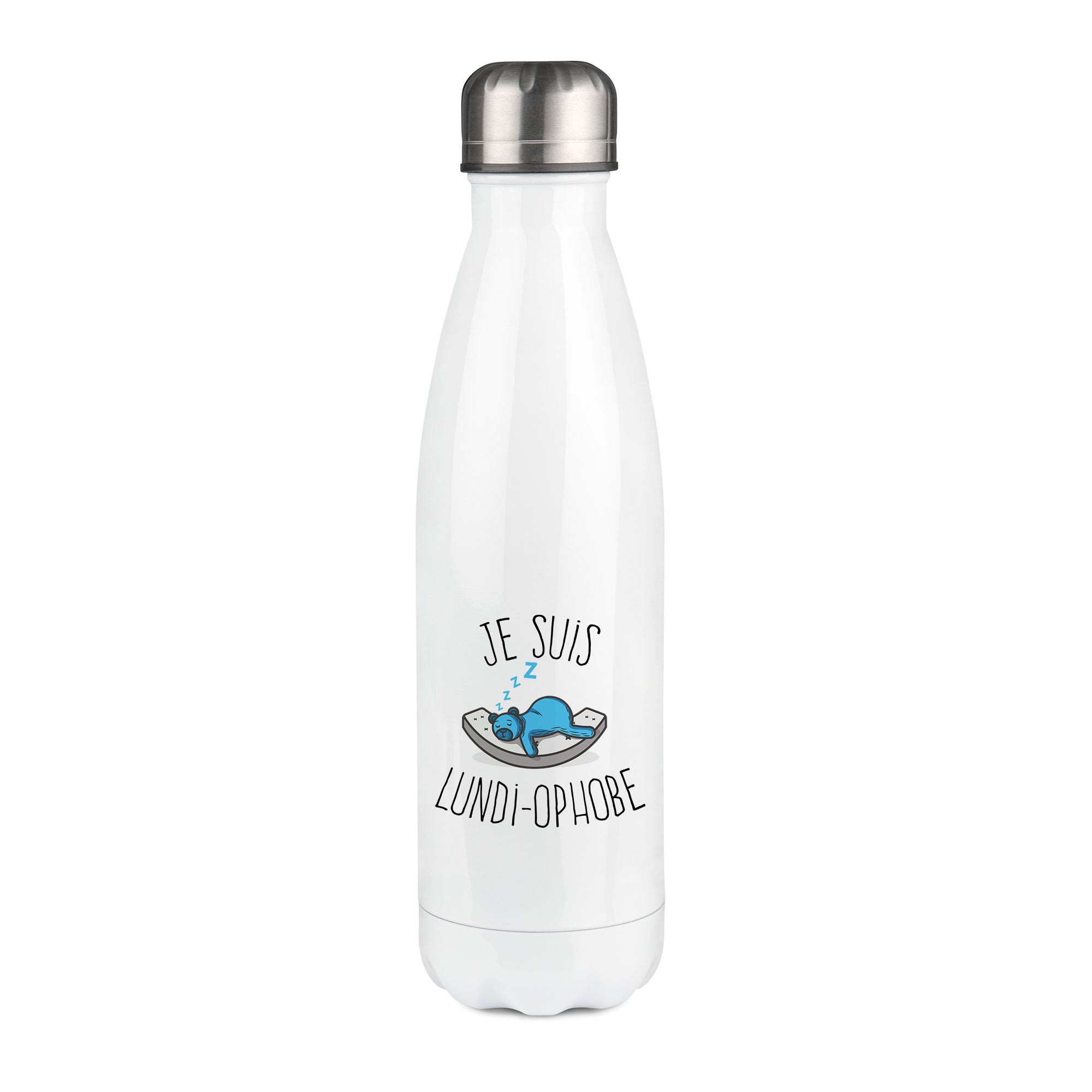 Thermos inox personnalisé Je suis lundi ophobe