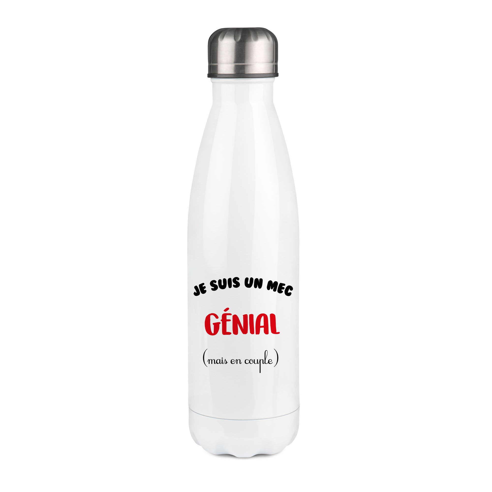 Thermos inox personnalisé Je suis un mec genial mais en couple