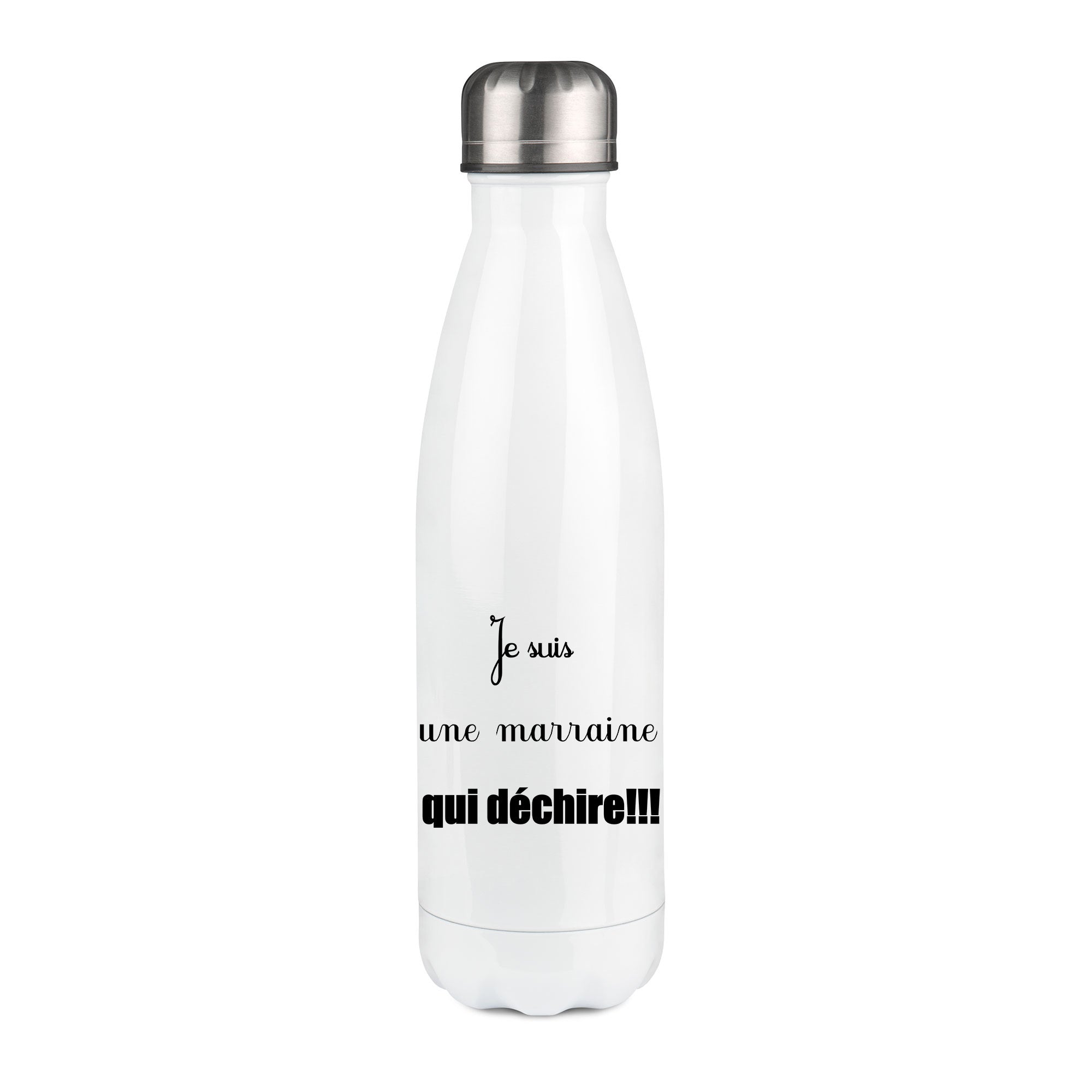 Thermos inox personnalisé Je suis une marraine qui dechire
