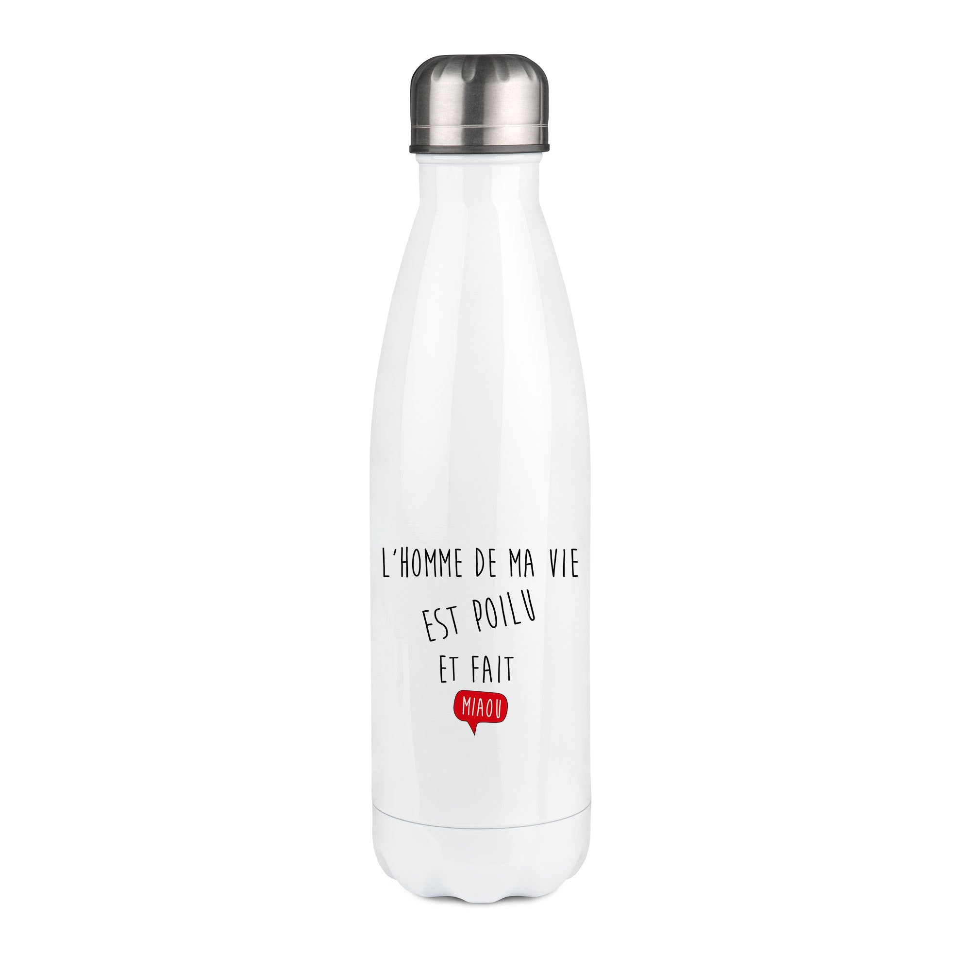 Thermos inox personnalisé L'homme de ma vie est poilu et fait miaou