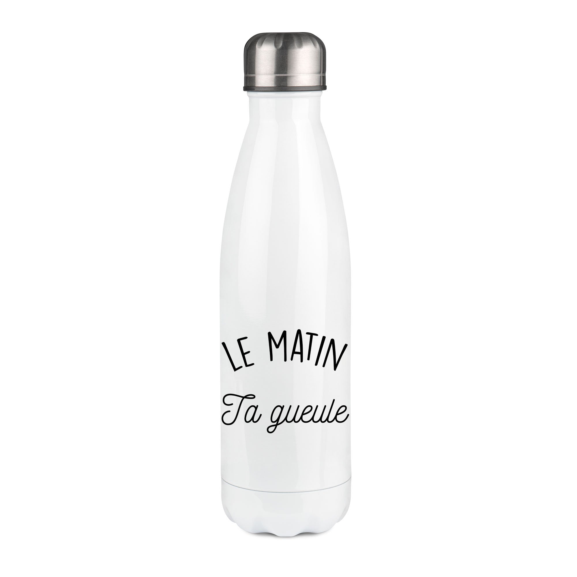 Thermos inox personnalisé Le matin ta gueuele
