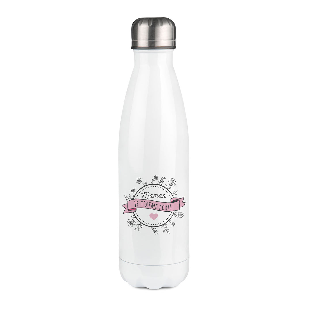 Thermos inox personnalisé Maman je t'aime fort à personnaliser