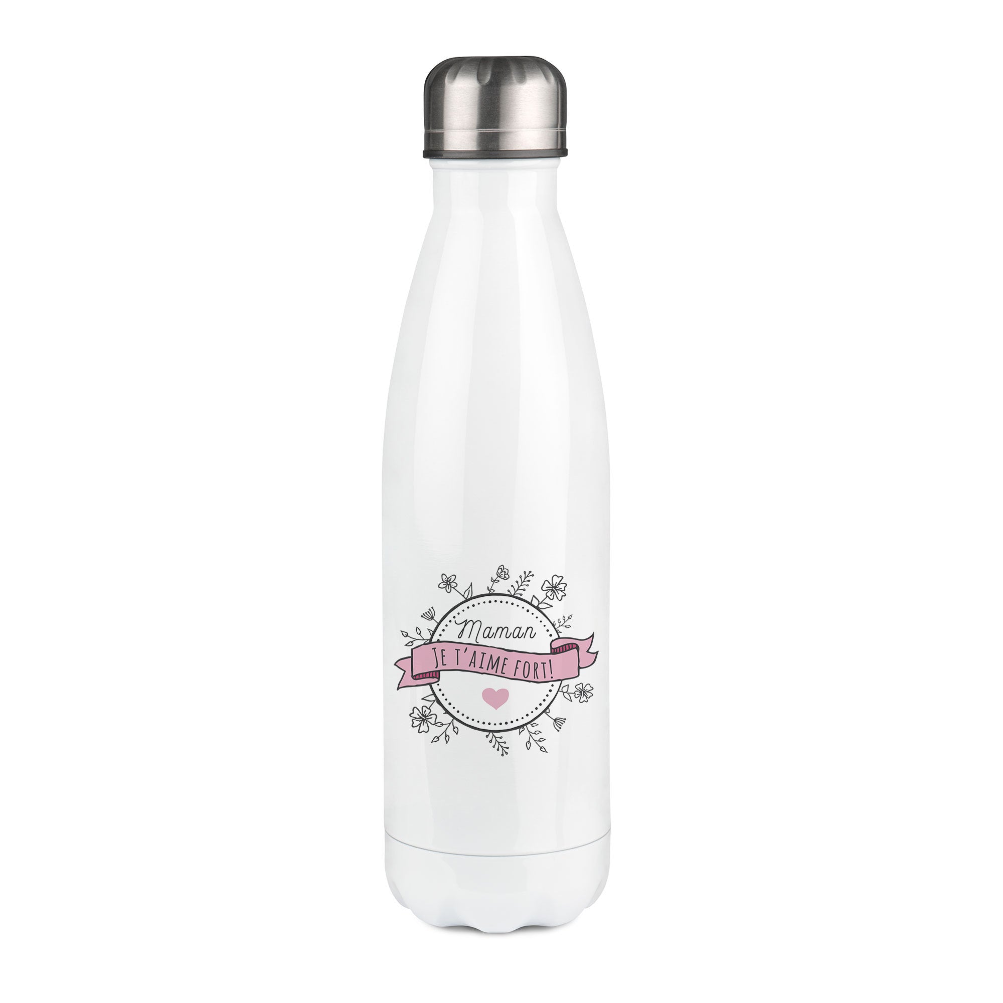 Thermos inox personnalisé Maman je t'aime fort à personnaliser