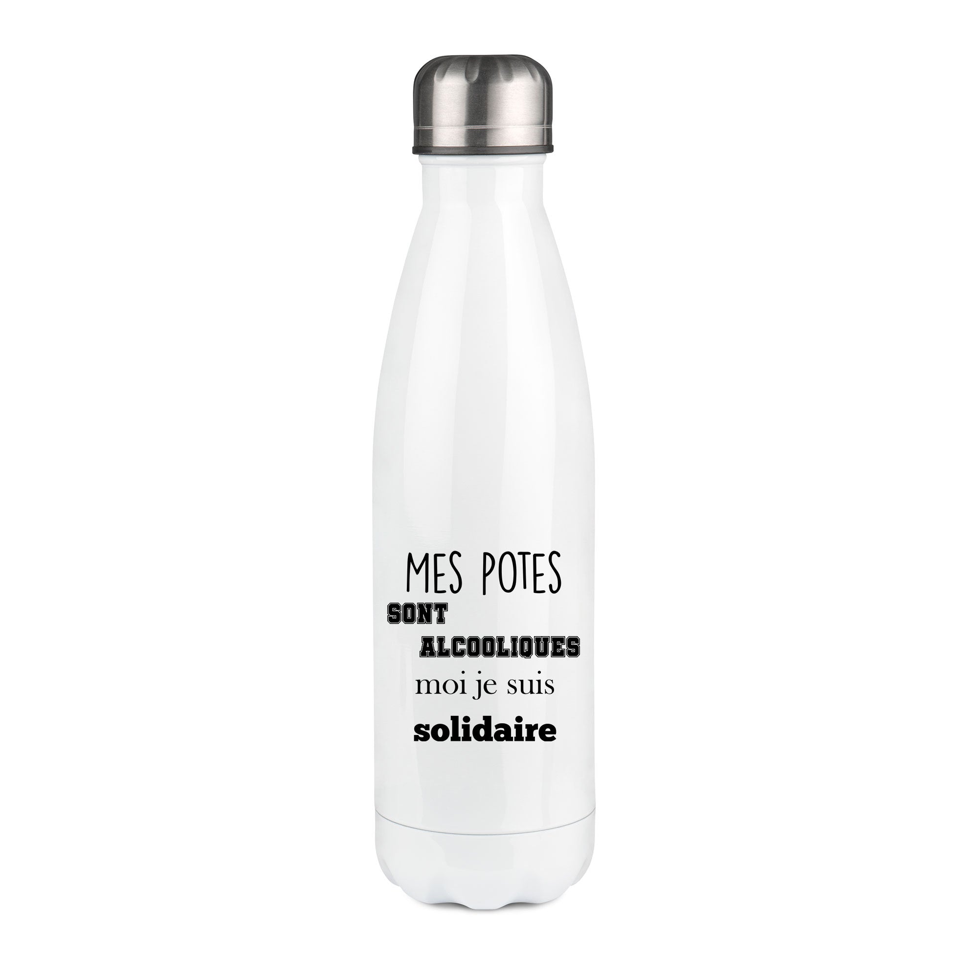 Thermos inox personnalisé Mes potes sont alcooliques moi je suis solidaire