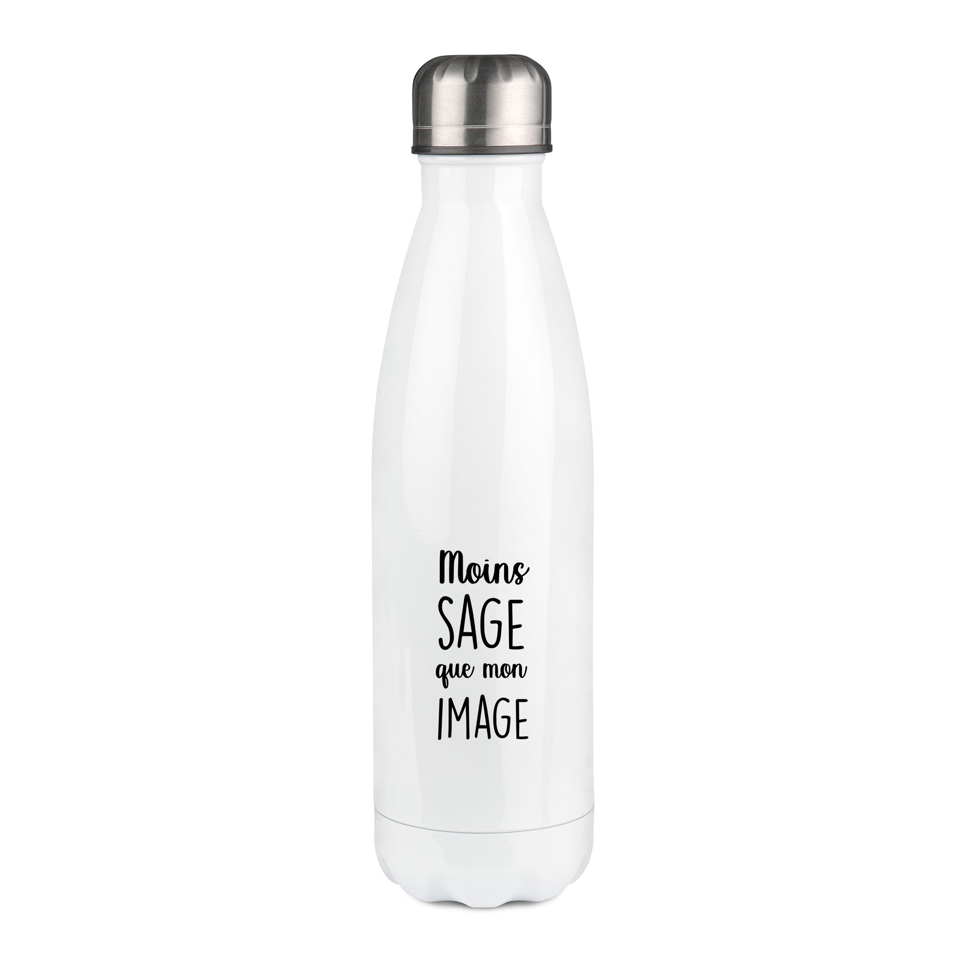 Thermos inox personnalisé Moins sage que mon image