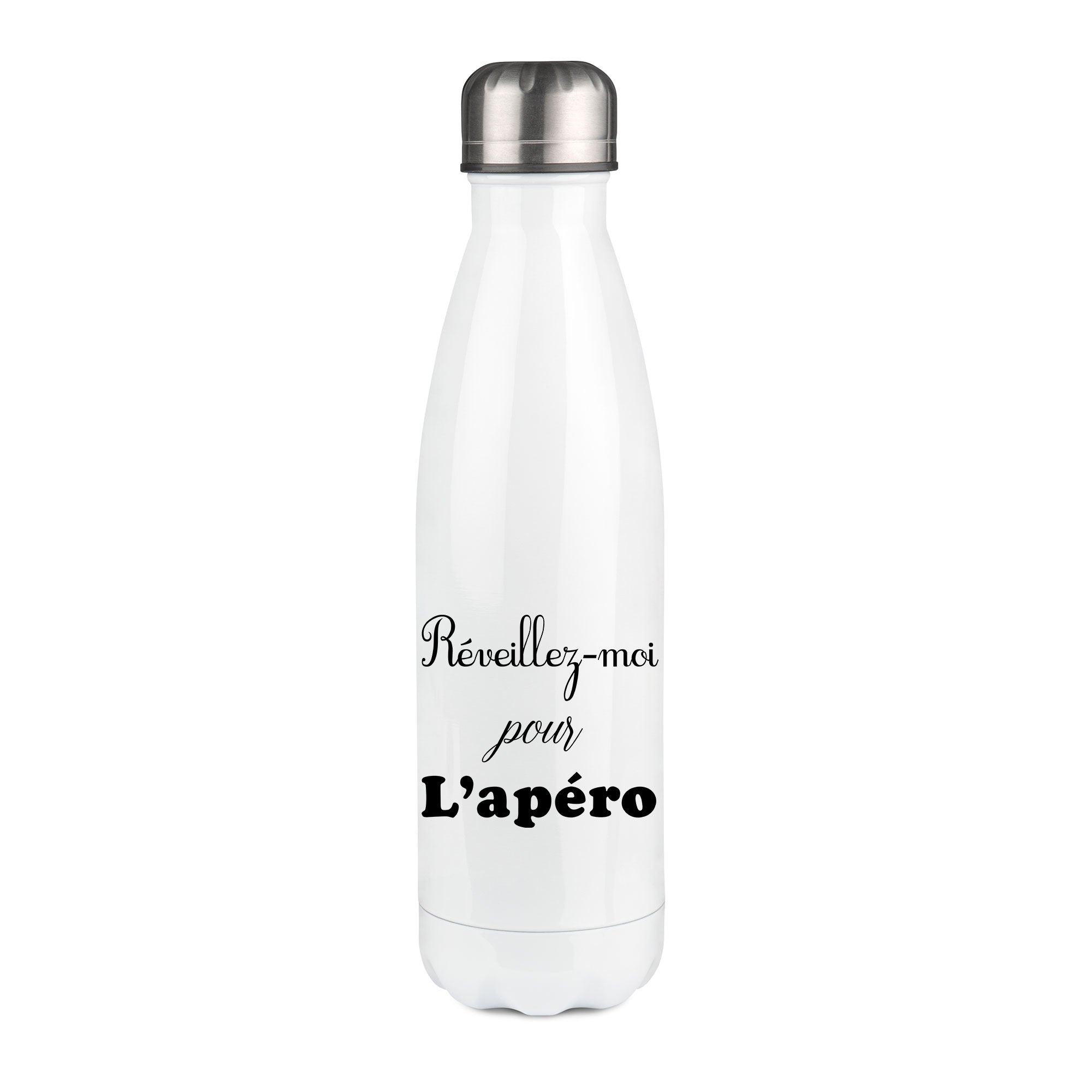 Thermos inox personnalisé Reveillez-moi pour l'apéro
