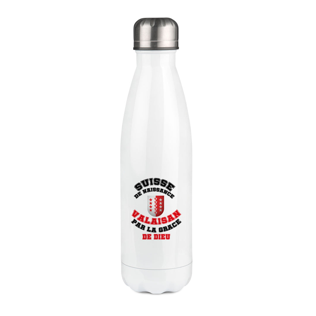 Thermos inox personnalisé Suisse de naissance Valaisan par la grace de Dieu