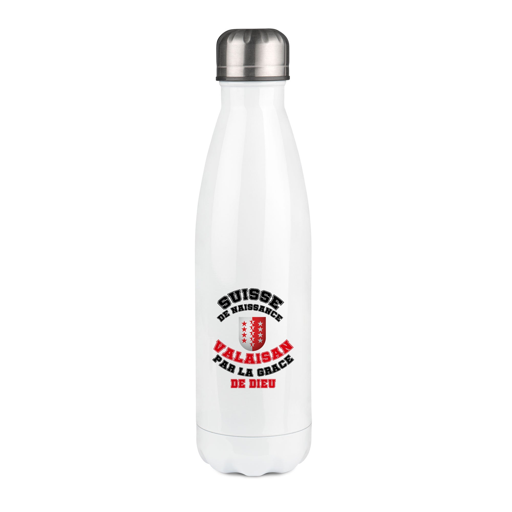 Thermos inox personnalisé Suisse de naissance Valaisan par la grace de Dieu