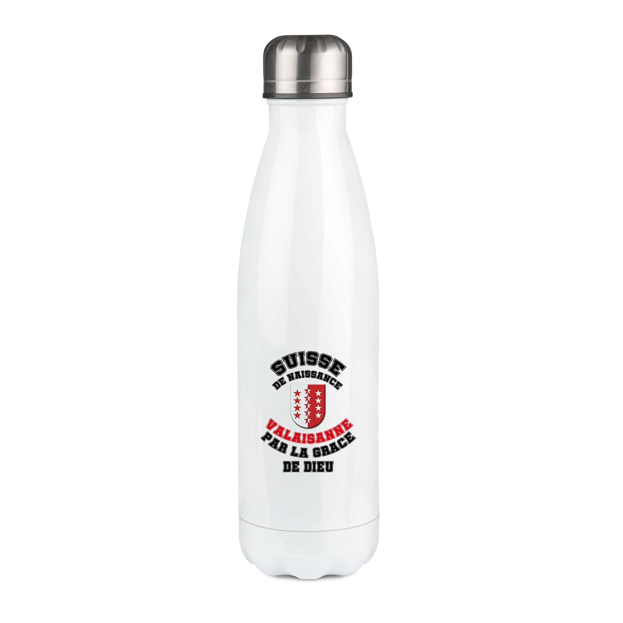 Thermos inox personnalisé Suisse de naissance Valaisanne par la grace de Dieu
