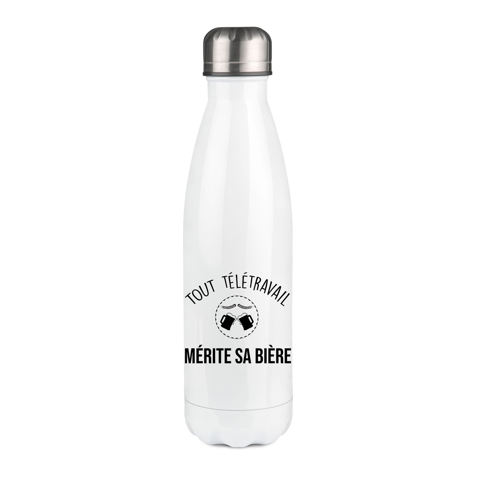 Thermos inox personnalisé Tout télétravail mérite sa bière