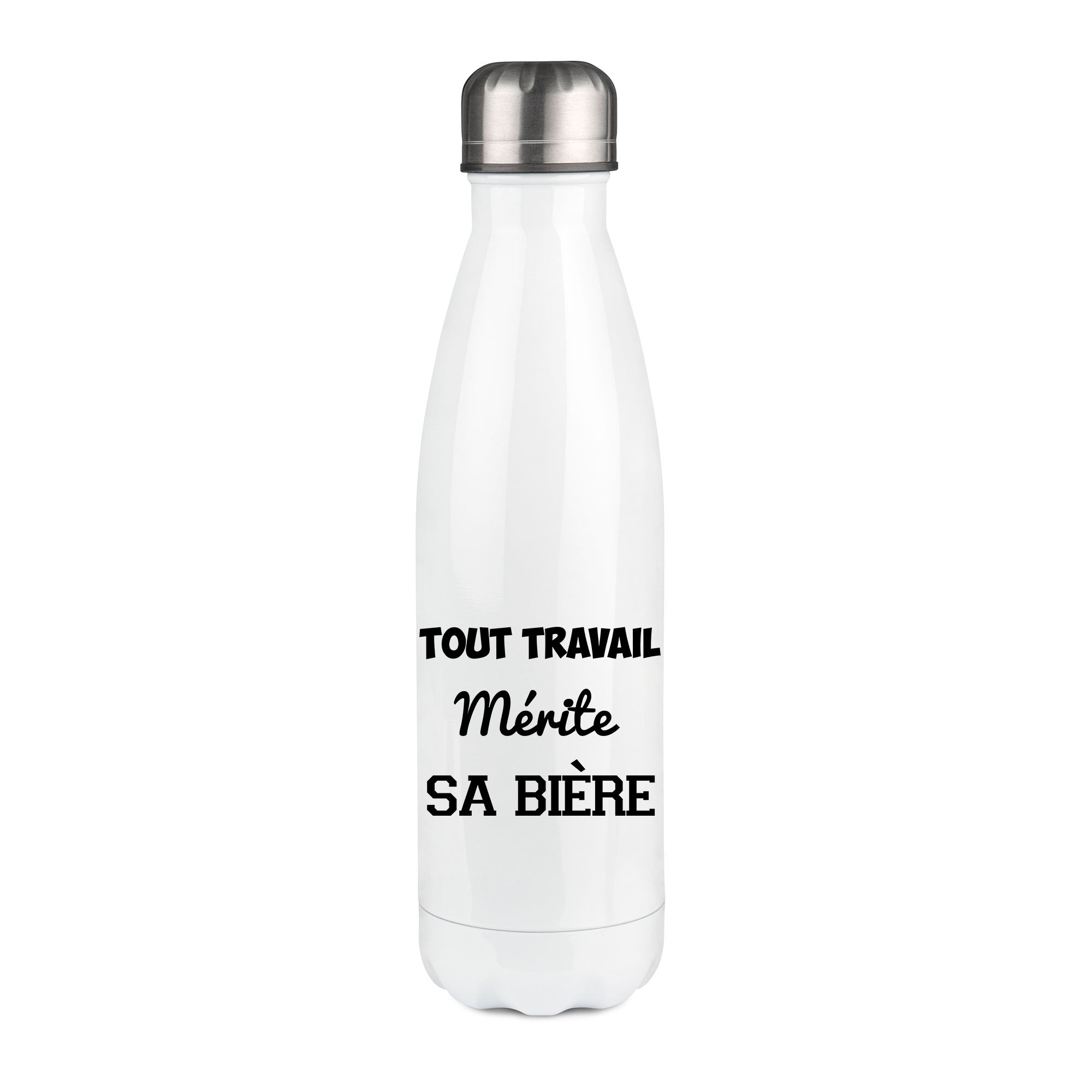 Thermos inox personnalisé Tout travail merite sa biere