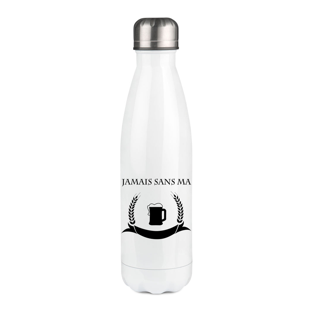 Thermos inox personnalisé jamais sans ma rousse