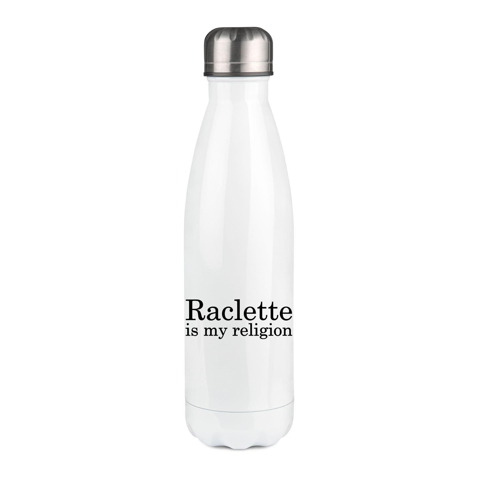 Thermos inox personnalisé raclette is my religion
