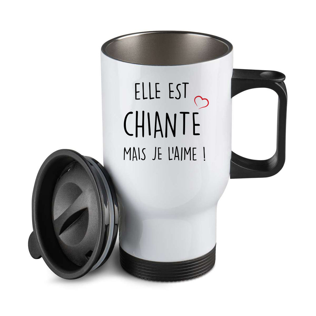 Thermos personnalisé Elle est chiante mais je l'aime