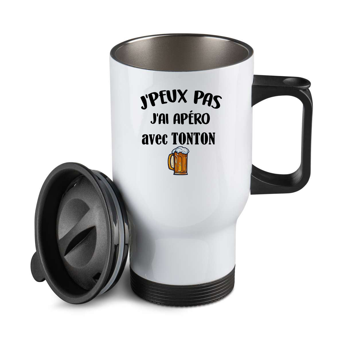 Thermos personnalisé J'peux pas j'ai apéro avec tonton