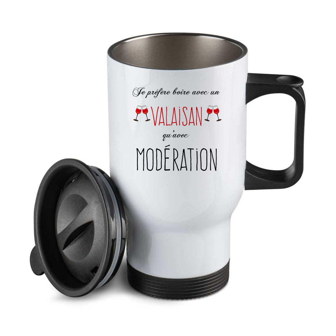Thermos personnalisé Je prefere boire avec un valaisan qu'avec moderation