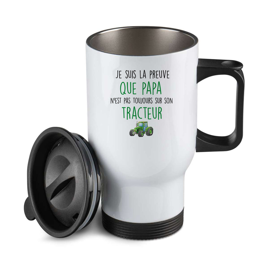 Thermos personnalisé Je suis la preuve que papa n'est pas toujours sur son tracteur