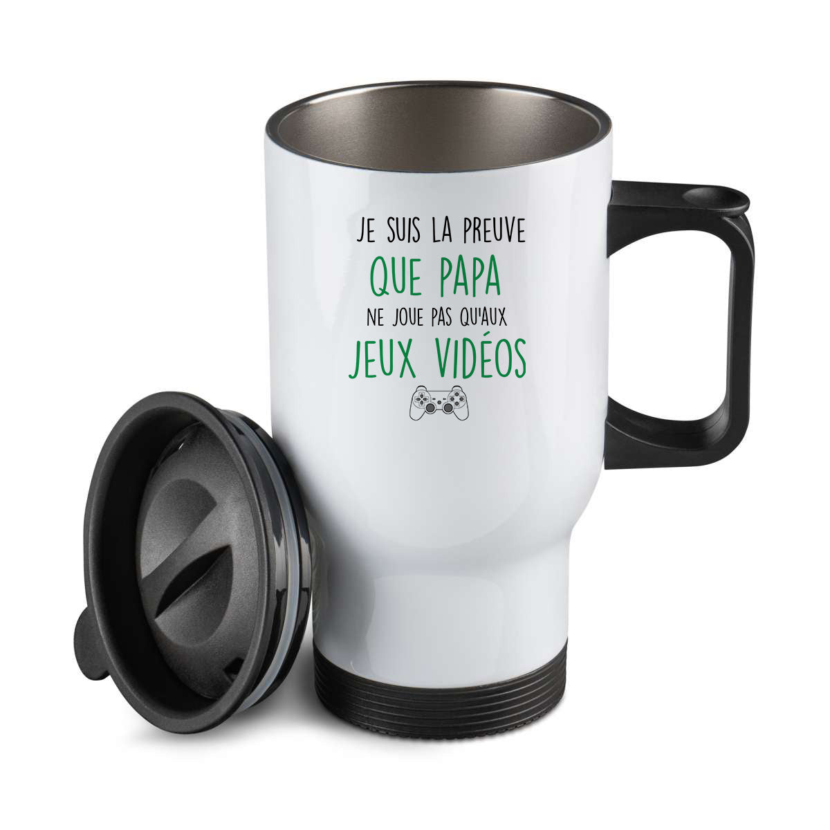 Thermos personnalisé Je suis la preuve que papa ne joue pas qu'aux jeux videos