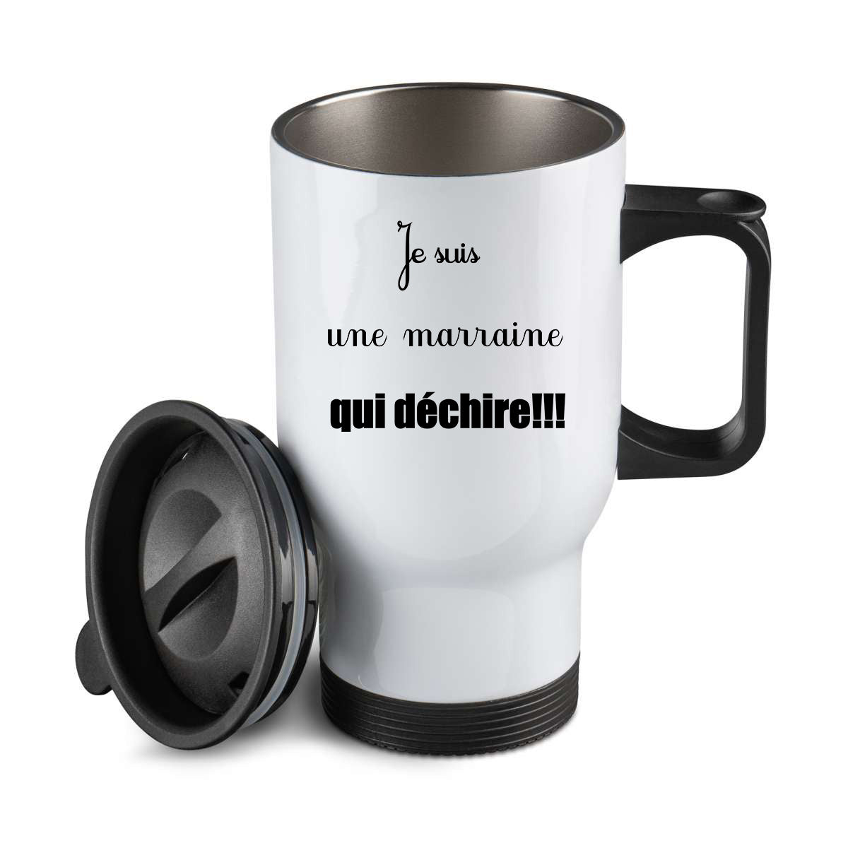 Thermos personnalisé Je suis une marraine qui dechire