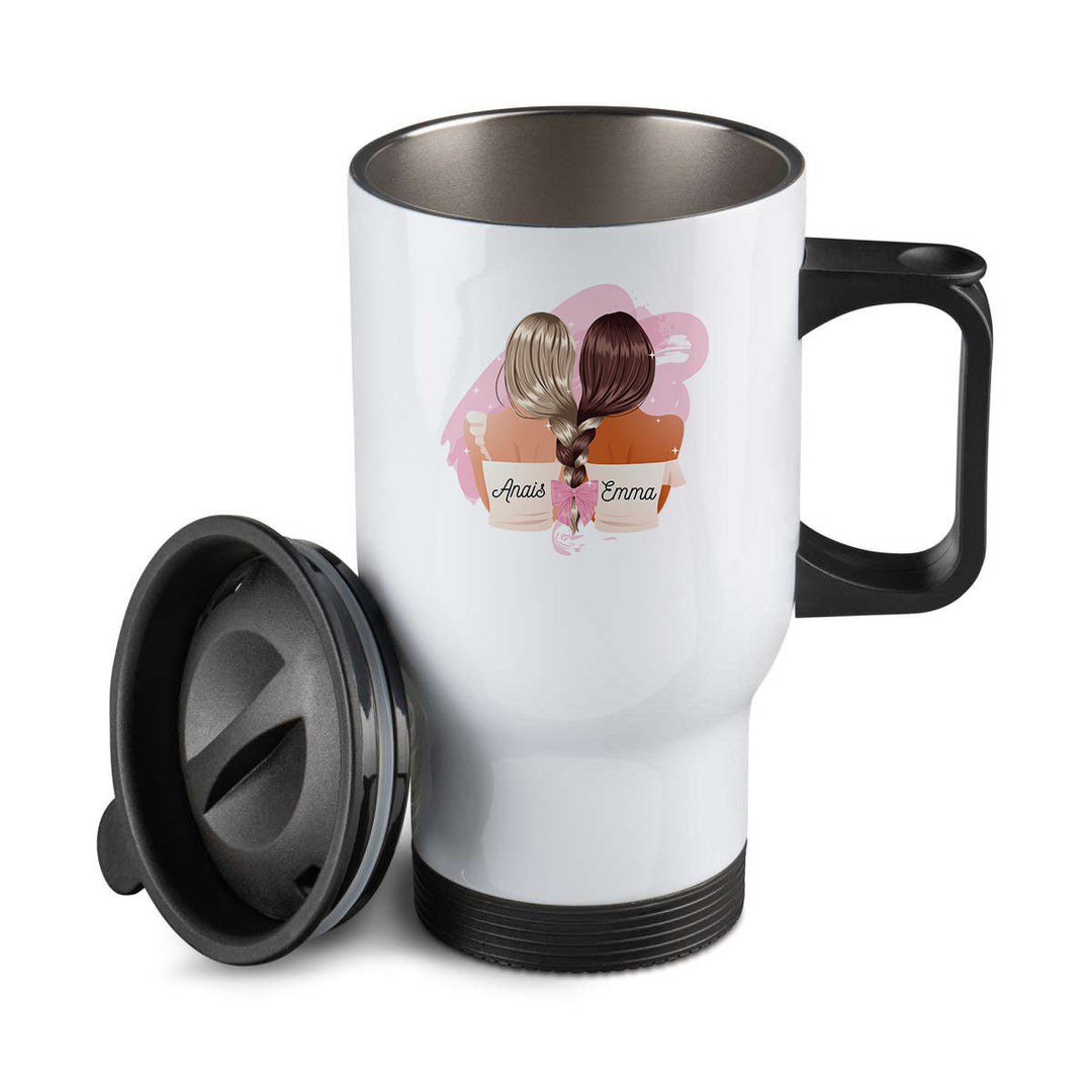 Thermos personnalisé Meilleures amies enlacées