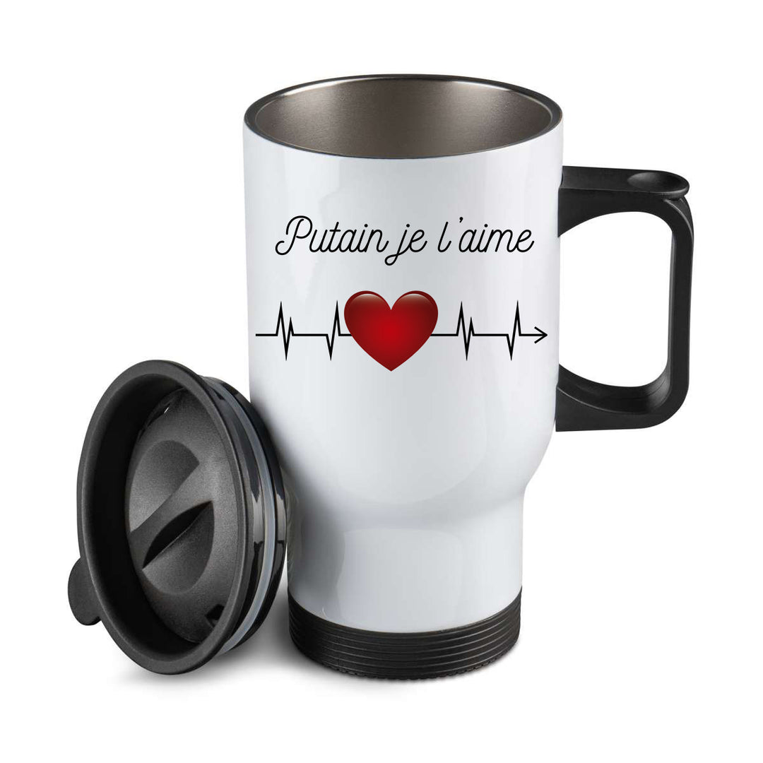 Thermos personnalisé Putain je l'aime