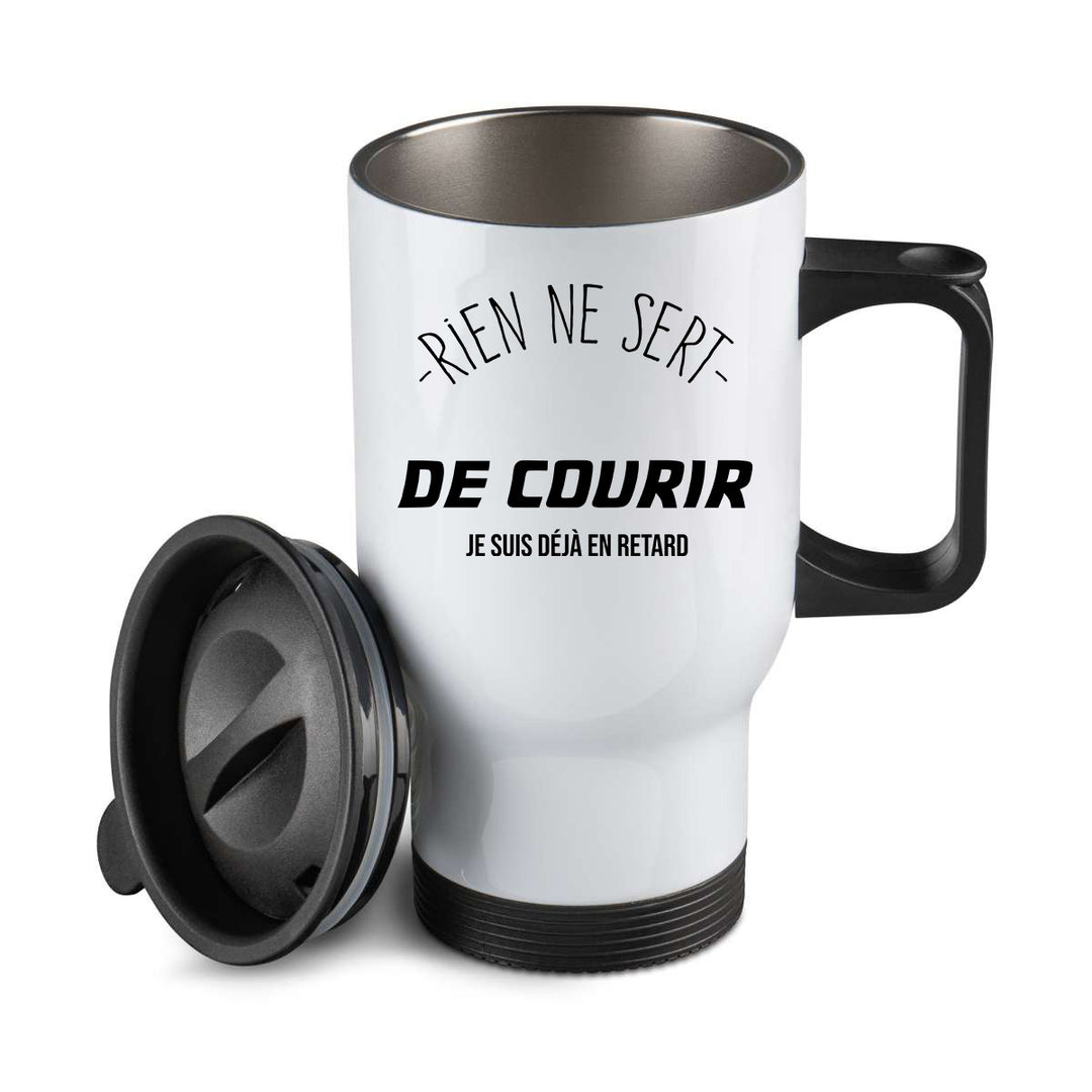 Thermos personnalisé Rien ne sert de courir je suis déjà en retard