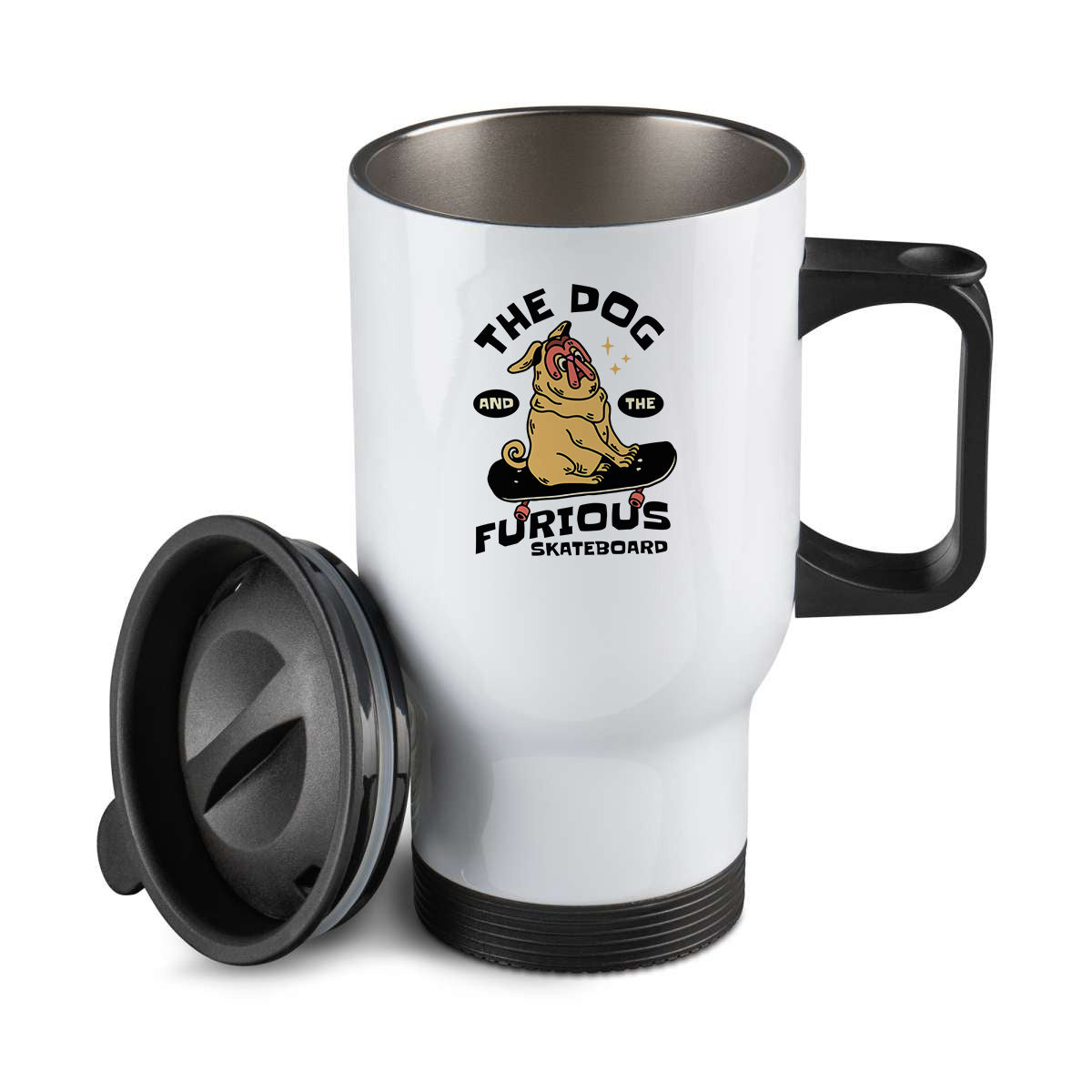 Thermos personnalisé The dog and the furious skateboard