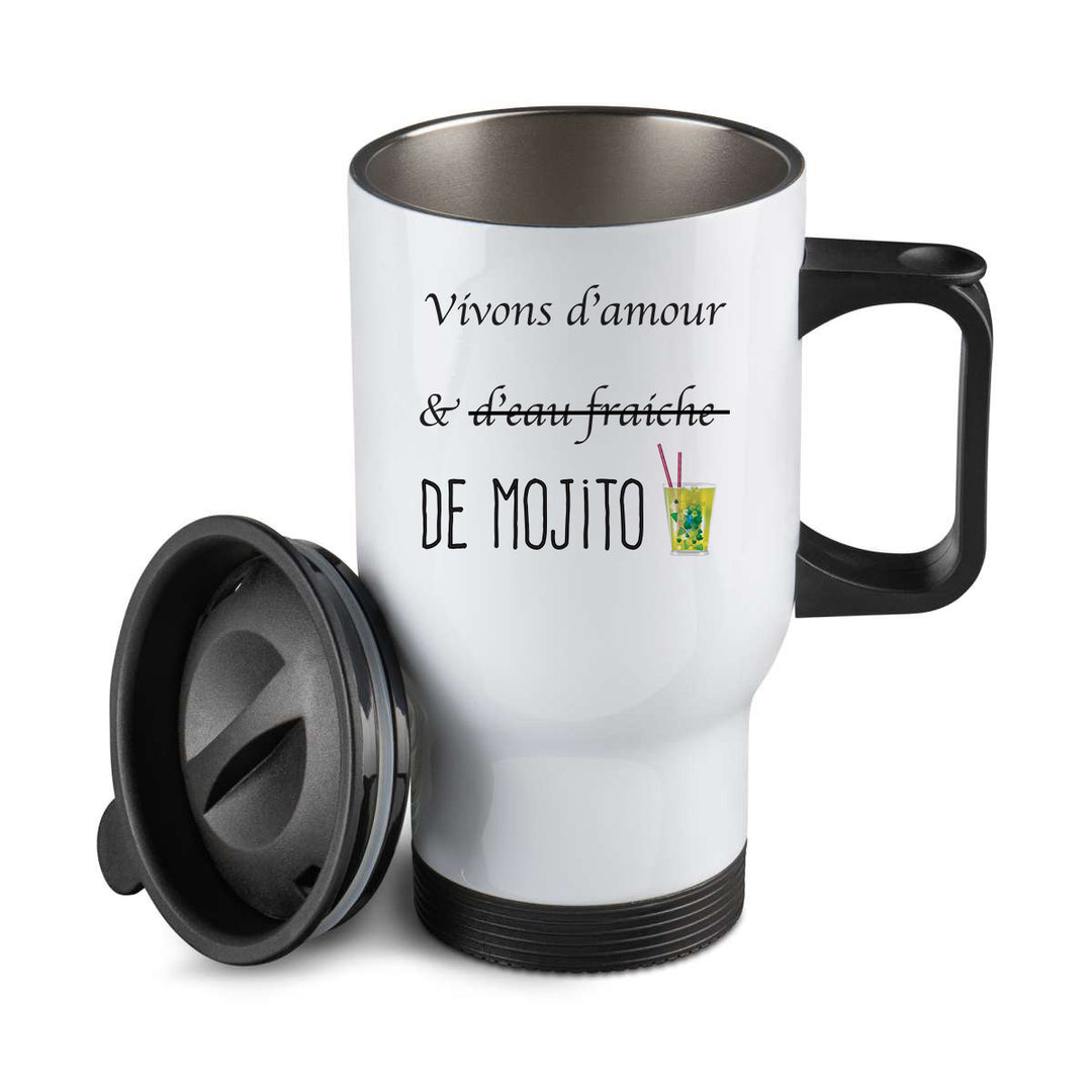 Thermos personnalisé Vivons d'amour et de Mojito