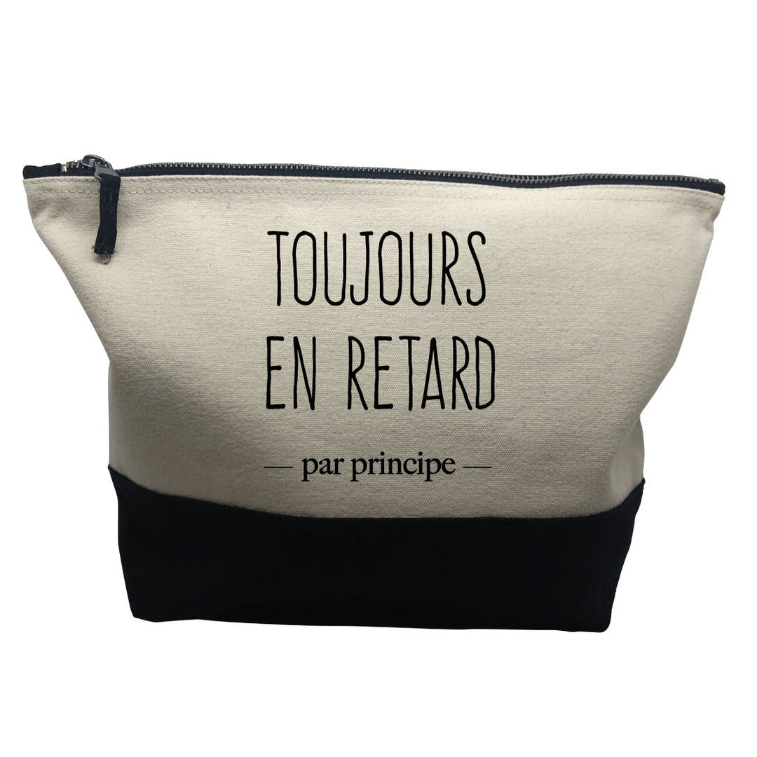 pochette noire motif Toujours en retard