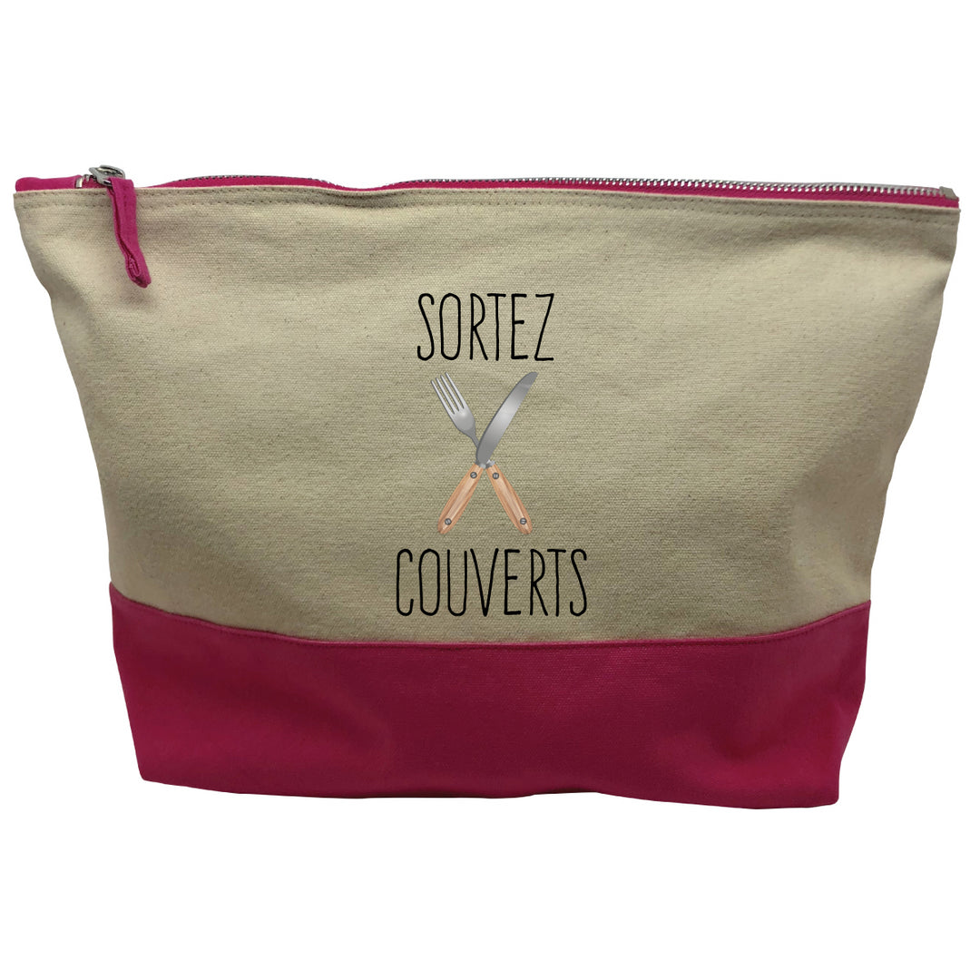 pochette rose motif Sortez couverts