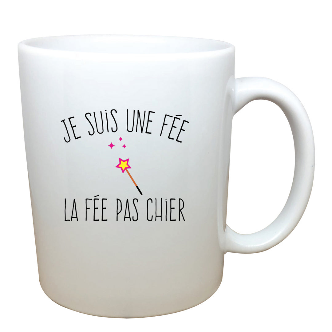 Mug tasse à café et a thé blanche La-fee-pas-chier