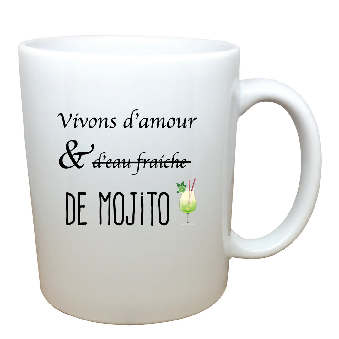 tasse blanche Vivons d'amour et de mojito