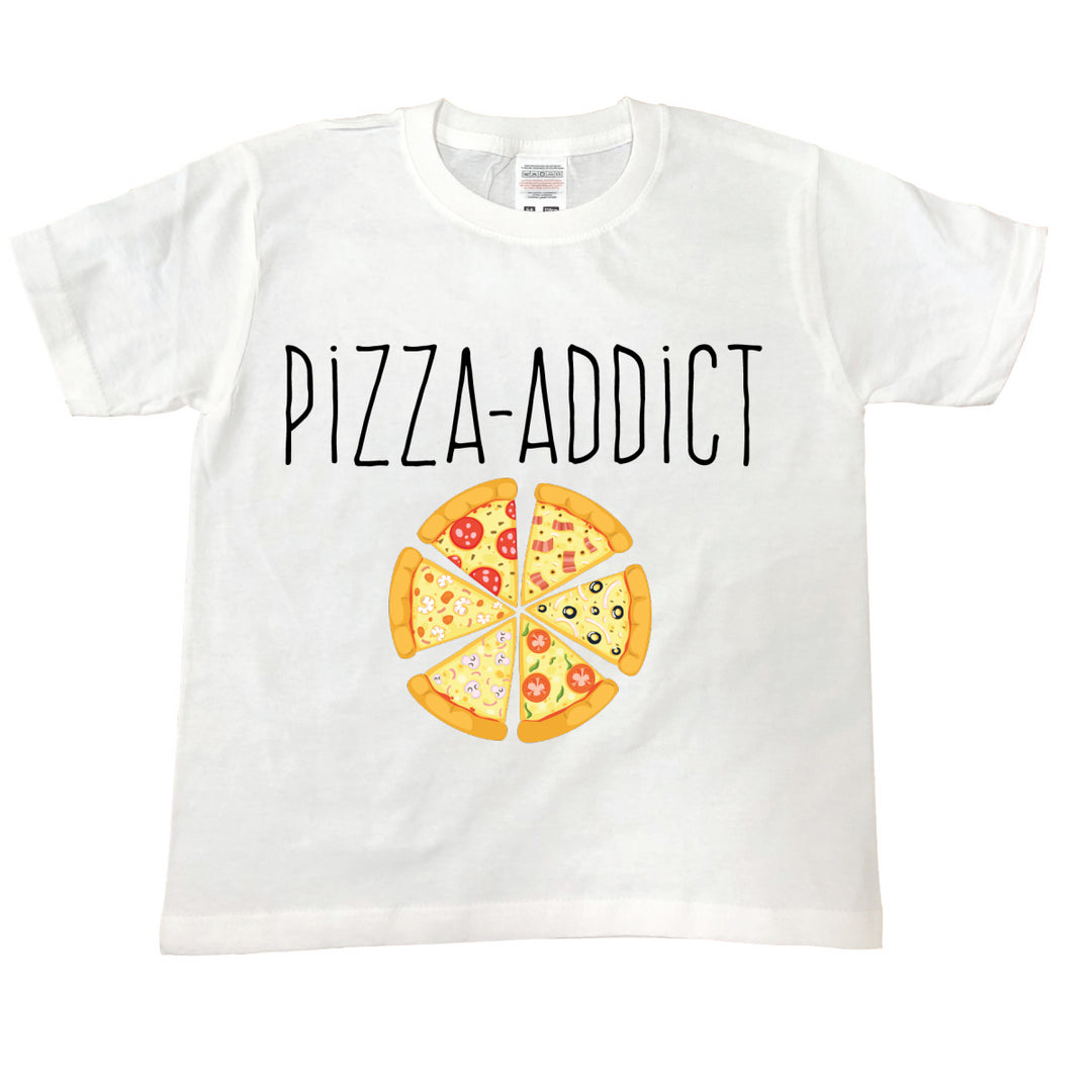 T Shirt enfant Pizza Addict blanc