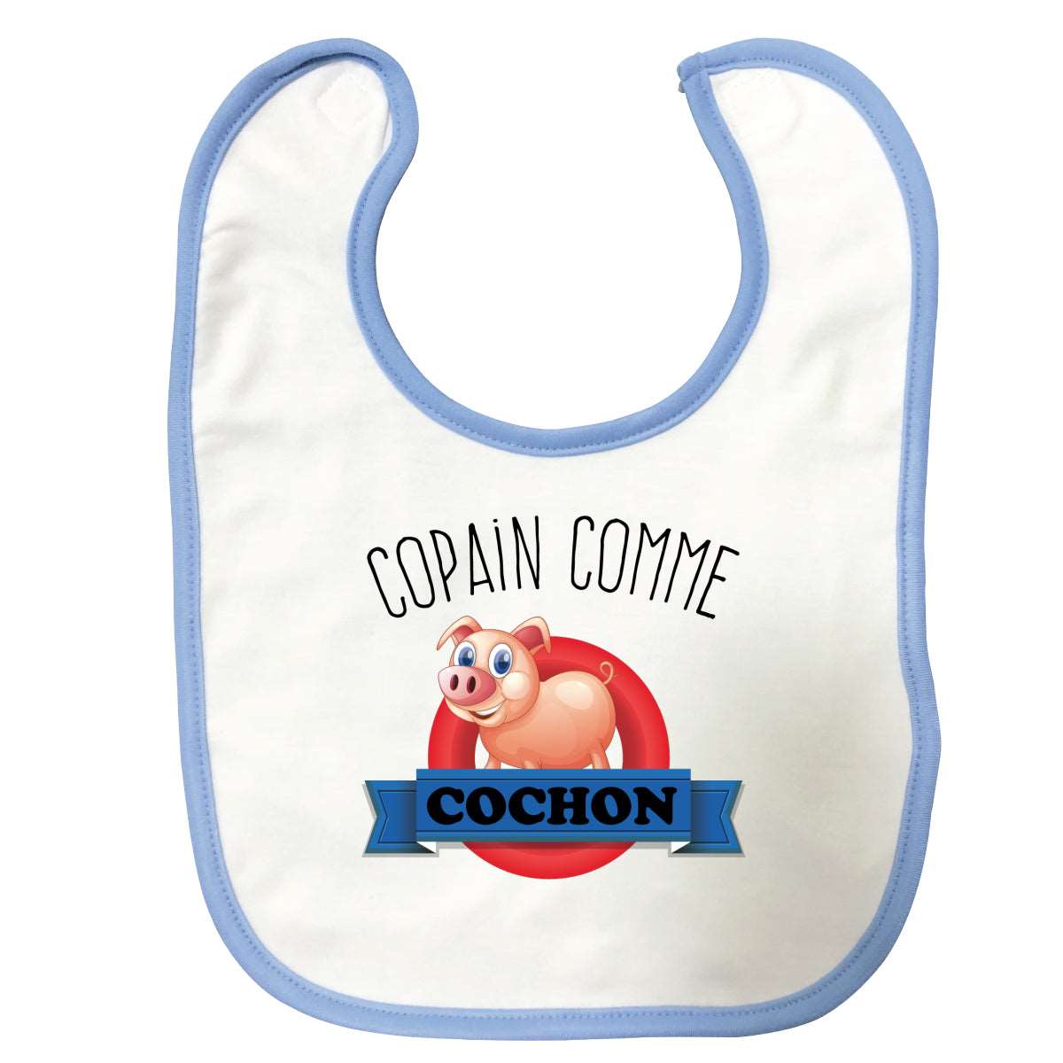 Bavoir bébé Copain comme cochon Bleu