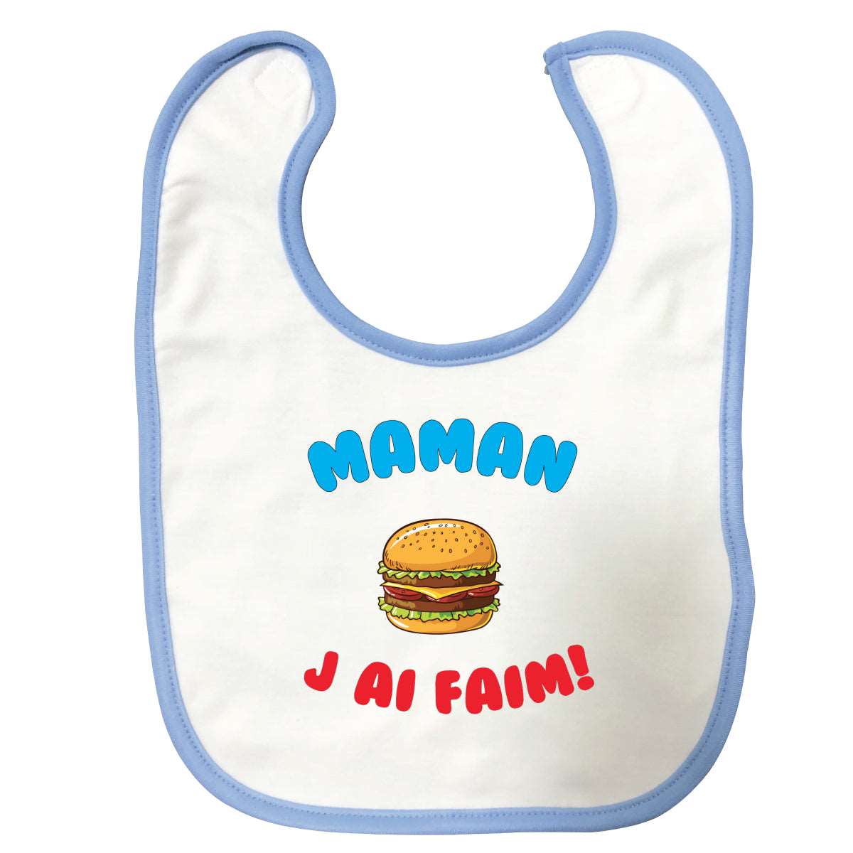 Bavoir bébé Maman j'ai faim Bleu