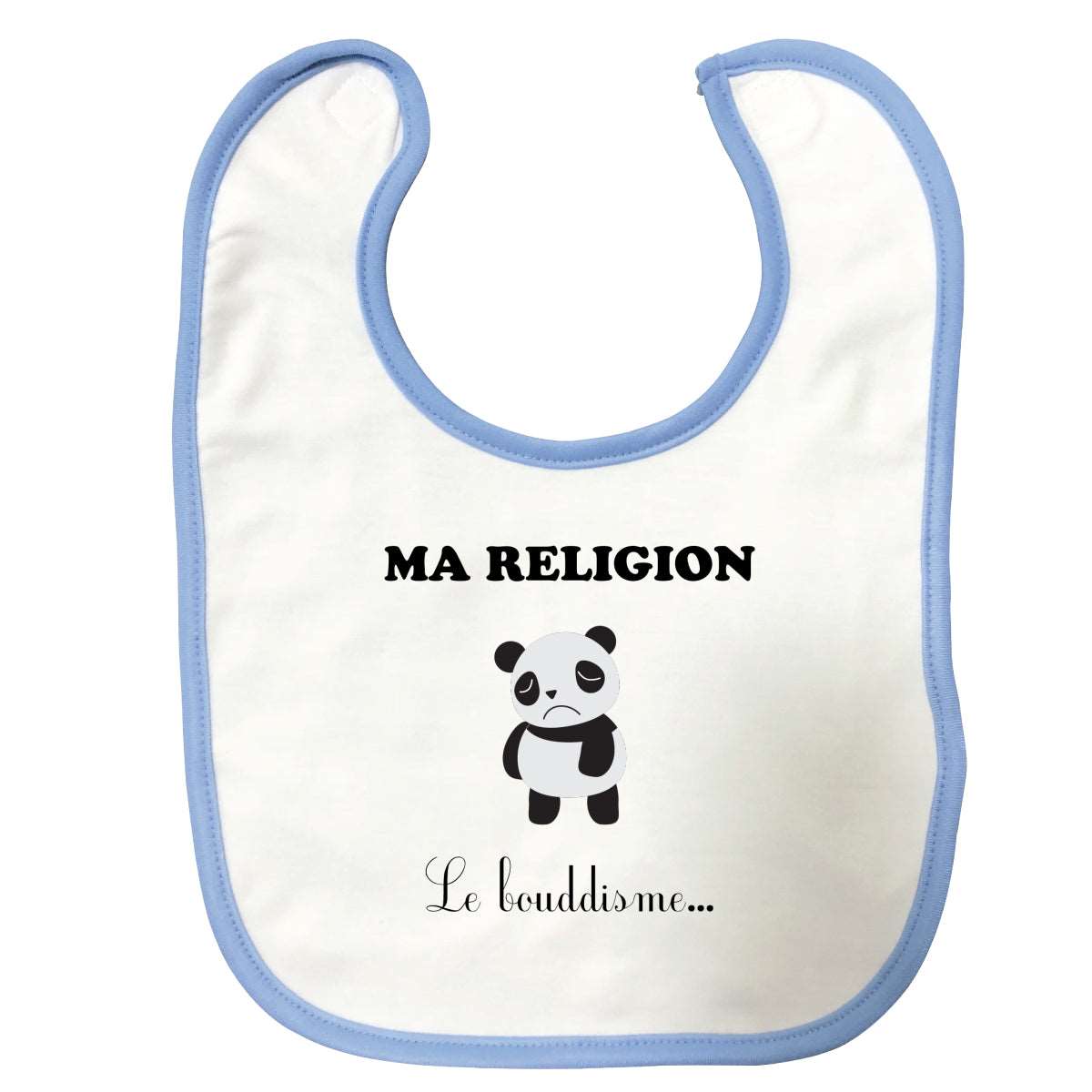 Bavoir bébé Ma religion la boudisme Bleu