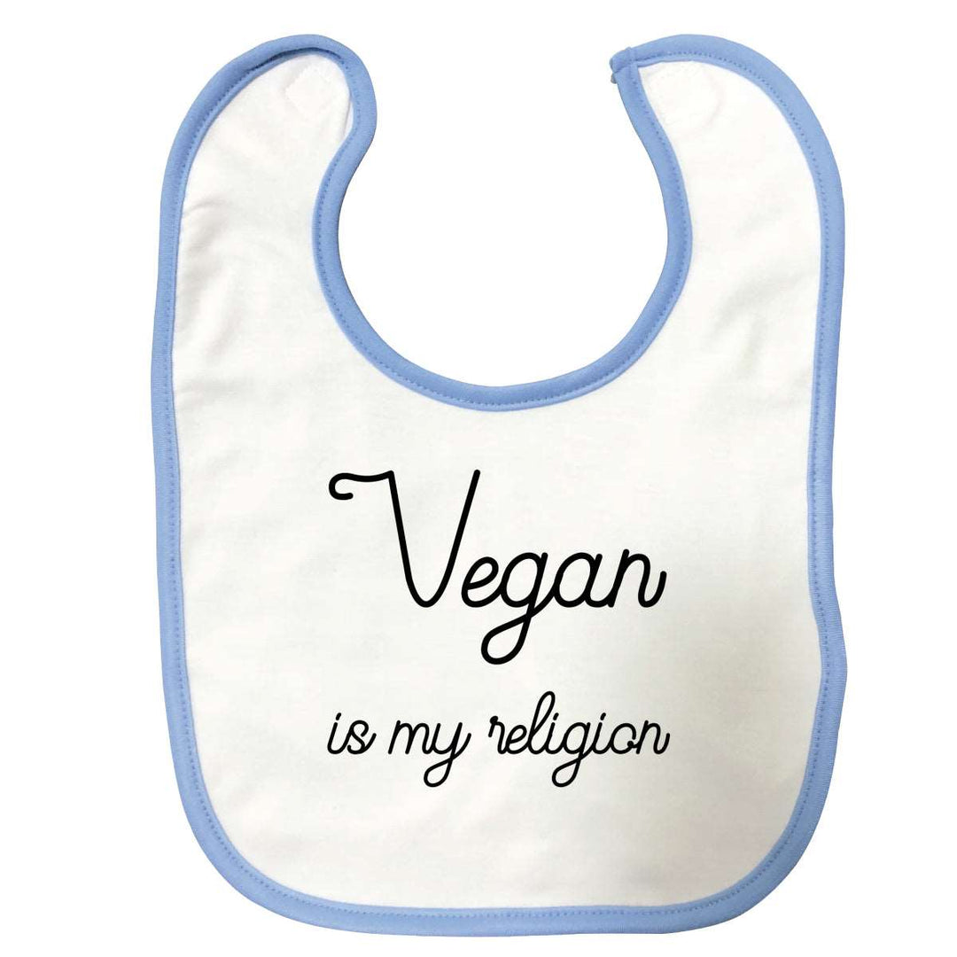 Bavoir bébé Vegan is my religion Bleu