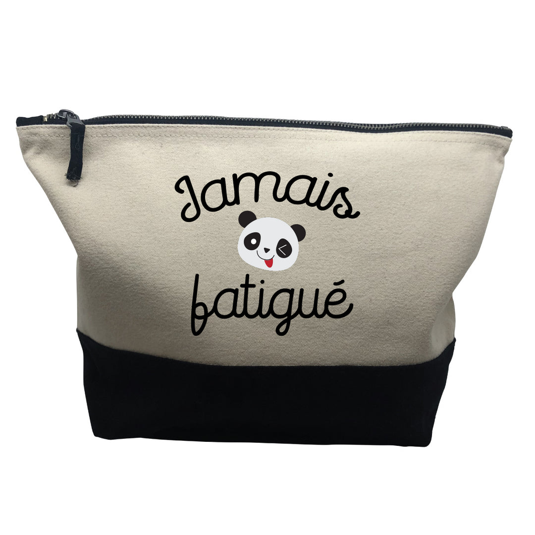 pochette noire motif Jamais fatigue