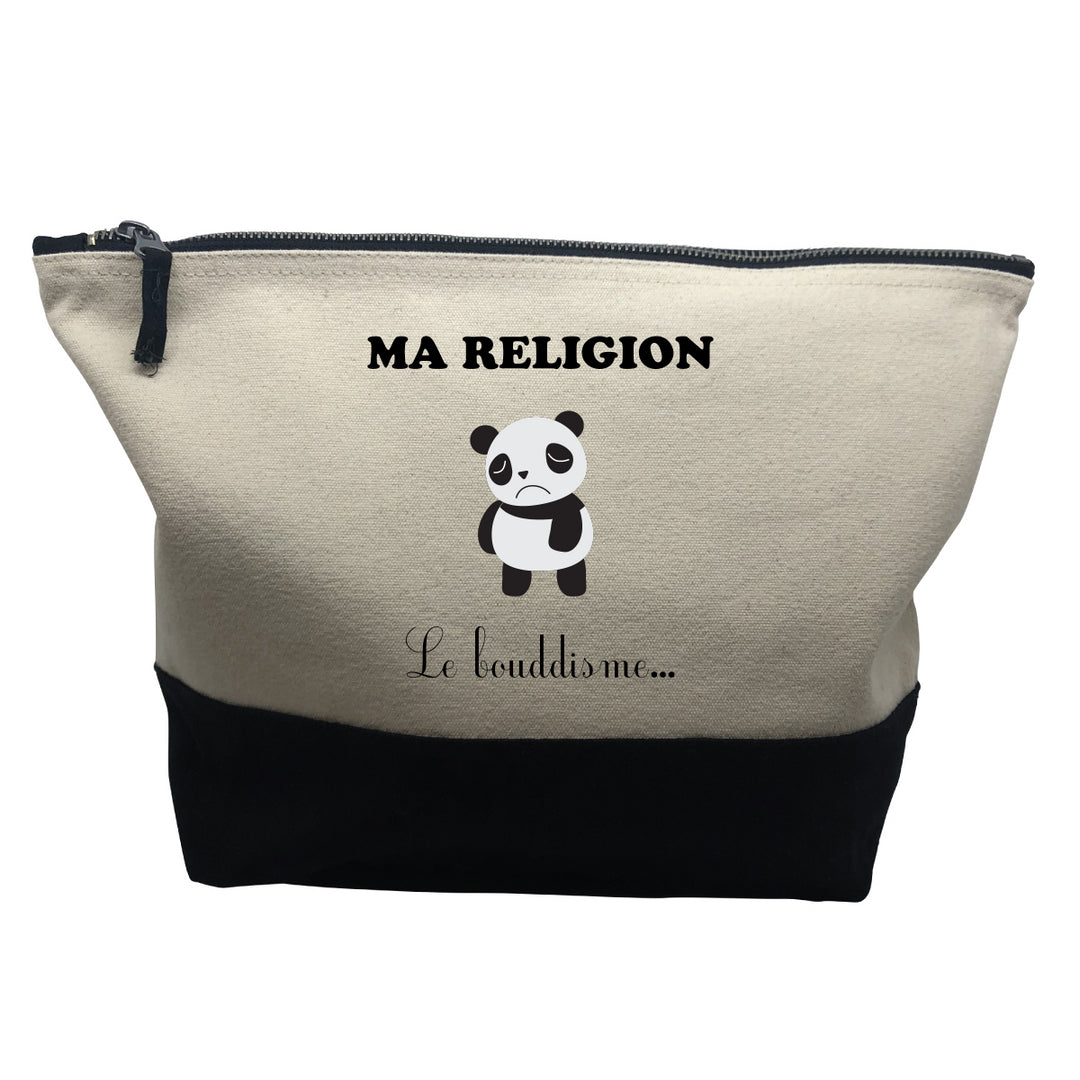pochette noire motif Ma religion la boudisme