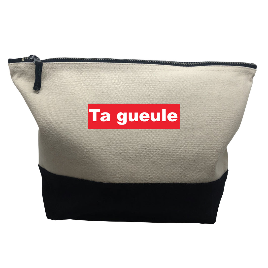 pochette noire motif Ta gueule