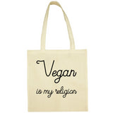 Tote Bag Vegan is my religion écru