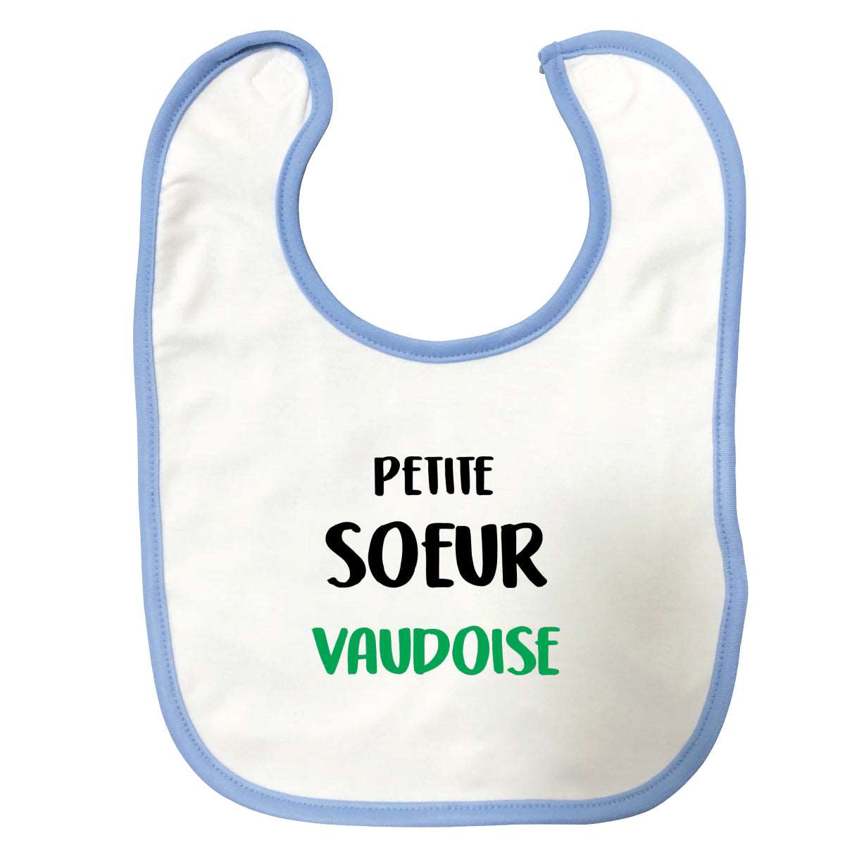 Bavoir bébé Petite soeur Vaudoise Bleu