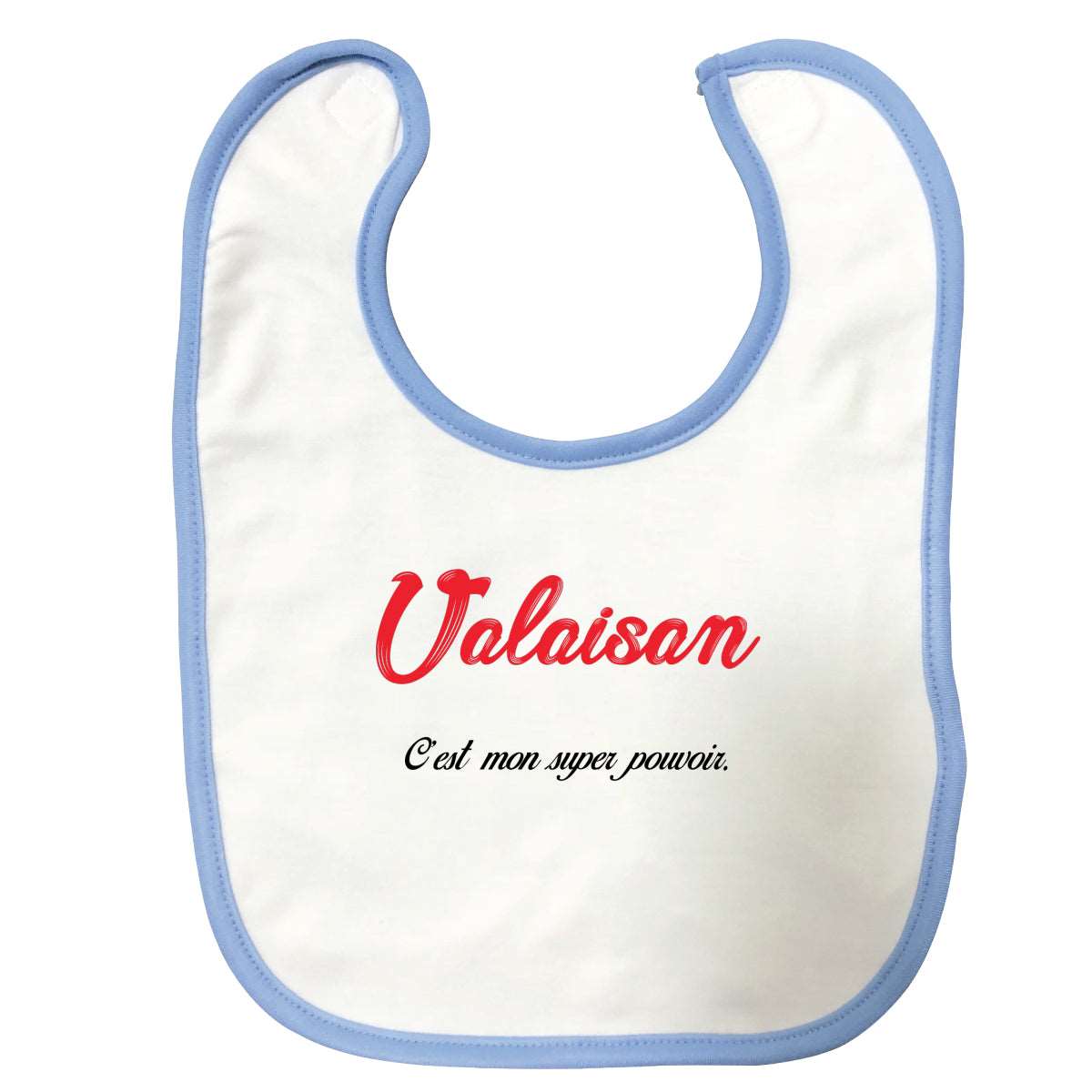 Bavoir bébé Valaisan c'est mon super pouvoir Bleu
