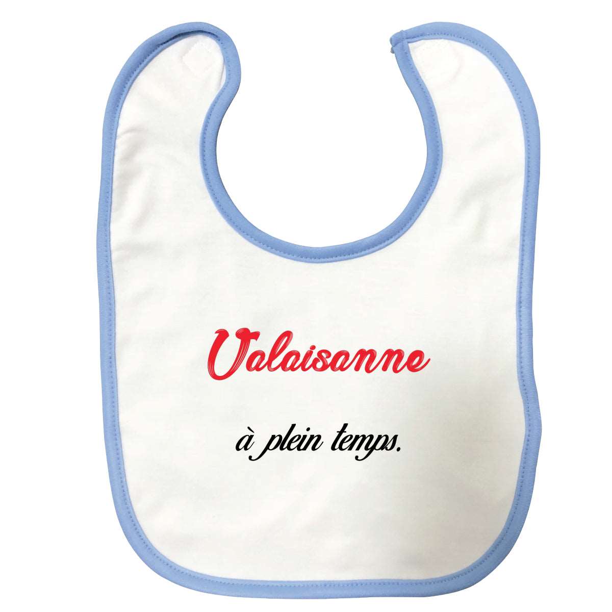 Bavoir bébé Valaisanne a plein temps Bleu