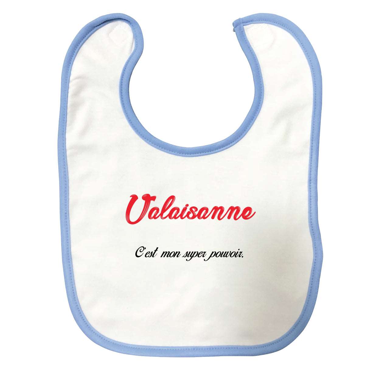 Bavoir bébé Valaisanne c'est mon super pouvoir Bleu