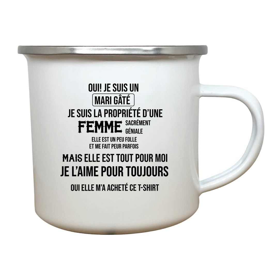 tasse émail Je suis un mari gate