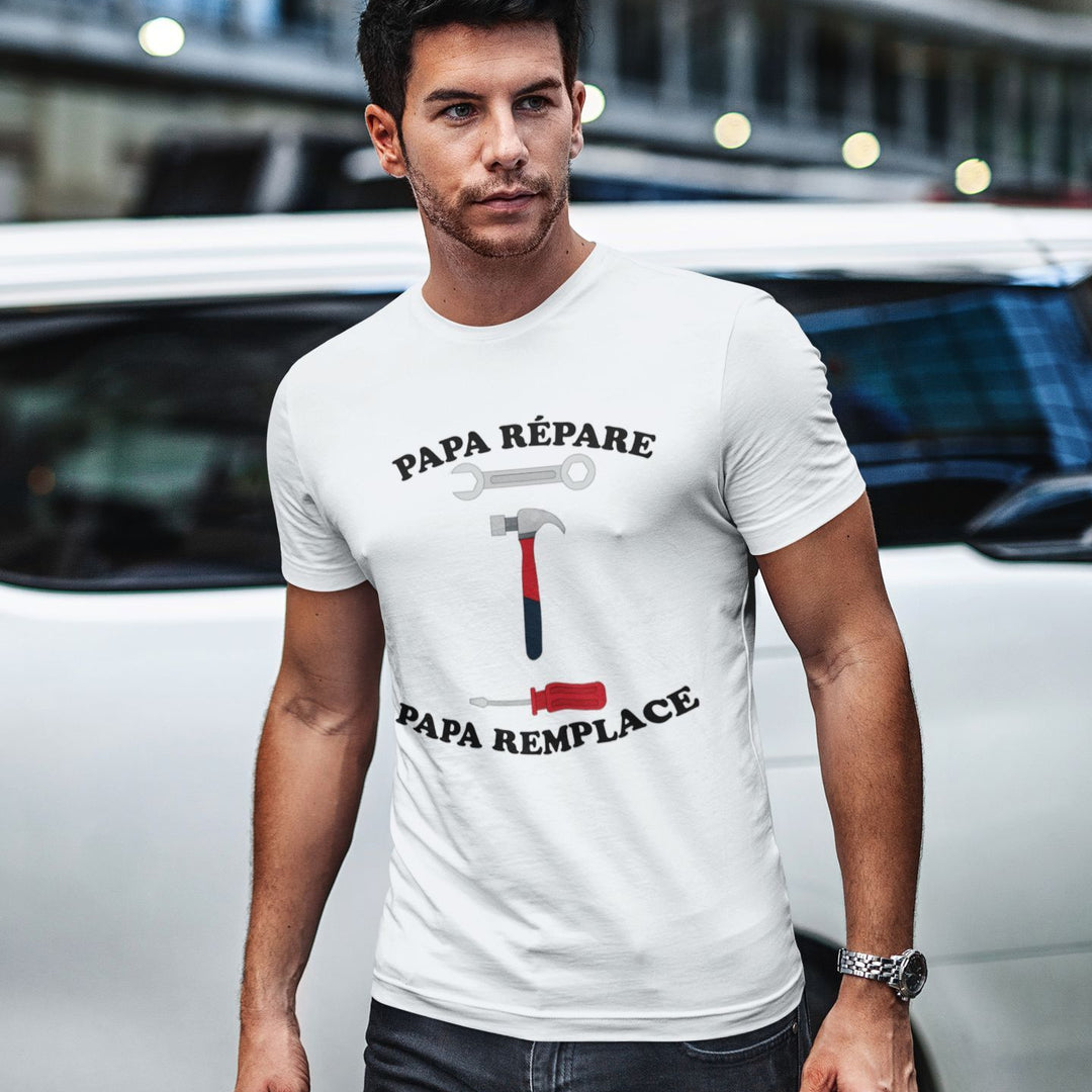 T-shirt Homme Papa répare papa remplace
