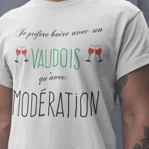T-shirt Homme Je prefere boire avec un vaudois qu'avec moderation
