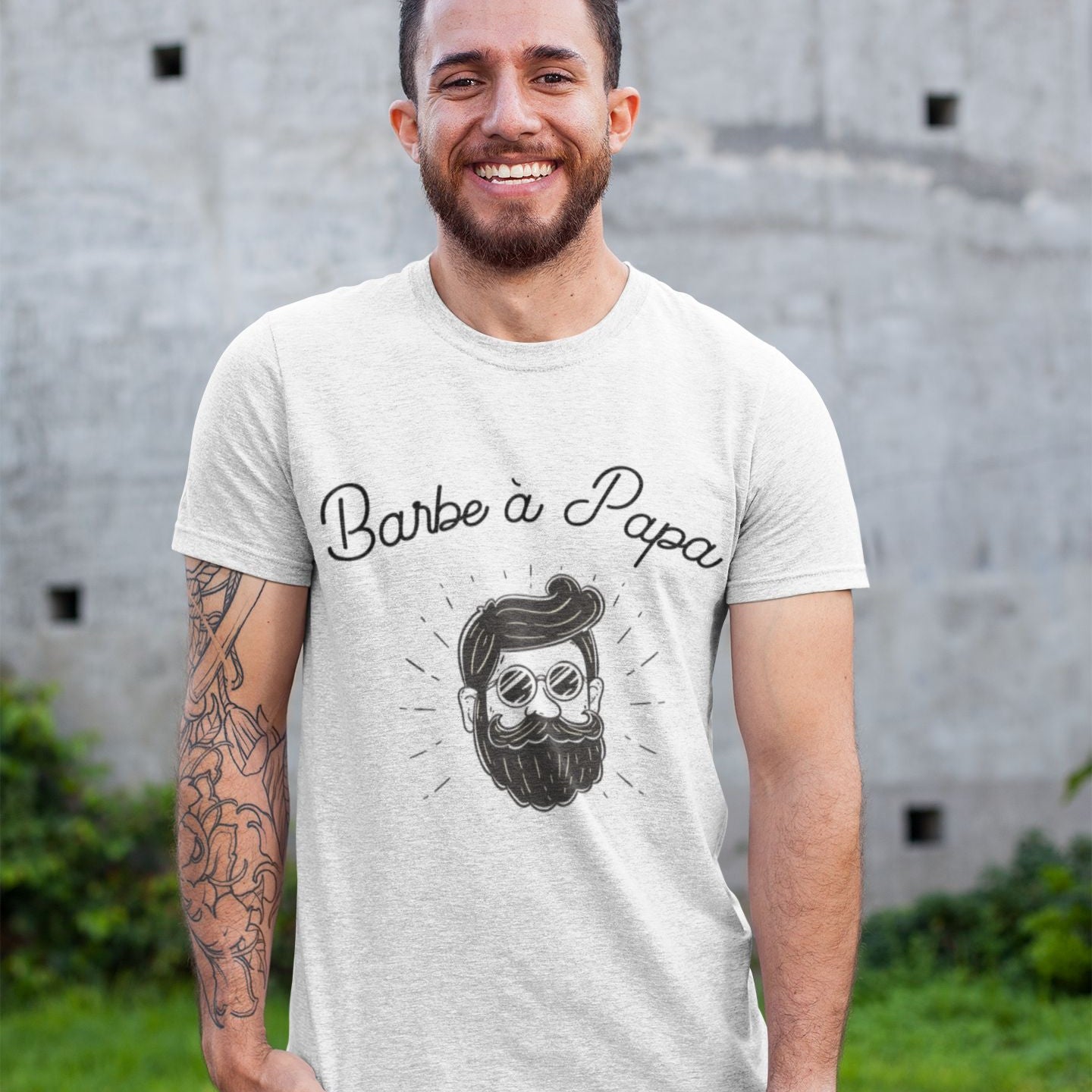 t shirt homme Barbe a papa blanc personnalis