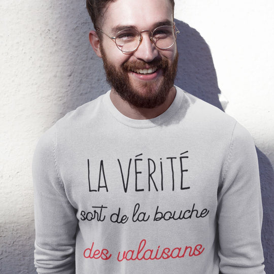 Sweat Homme La verite sort de la bouche des valaisans gris